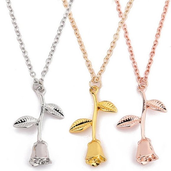 🔥 14K Rose Gold Plated Beautiful Flower Necklace for Women, EVGG1088 - Picture 3 of 5